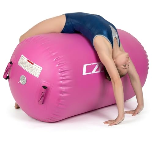 Pink 48in x 29.5in Gymnastics Air Roller with Pump - Tumbling & Cheerleading Equipment