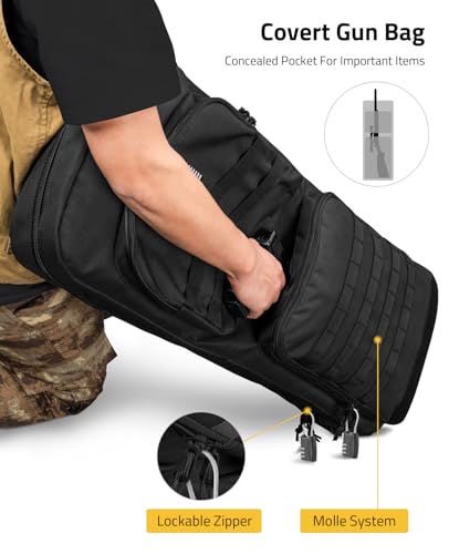 Black 34-Inch CVLIFE Soft Rifle Case Backpack with Pockets & Molle System