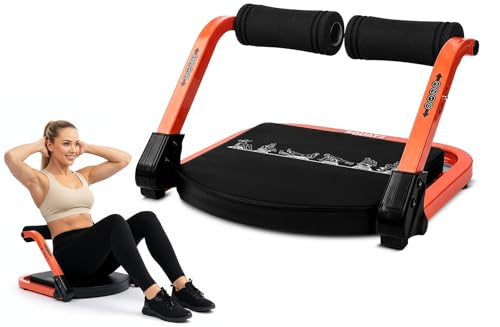 SQUATZ Red Ab Machine for Stomach & Full-Body Workout, Adjustable Resistance