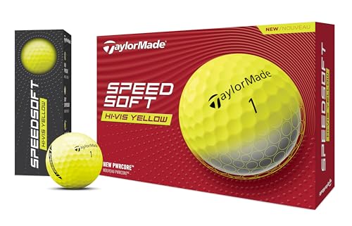TaylorMade Speedsoft Ink Golf Ball - Yellow, 12 Pack, Low Compression, Bright Visibility