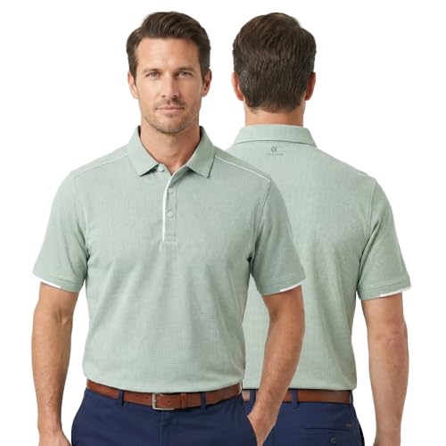 XX-Large Cole Haan Trafton Golf Polo Shirt for Men - Lightweight, 4-Way Stretch, Moisture-Wicking, Silt Green