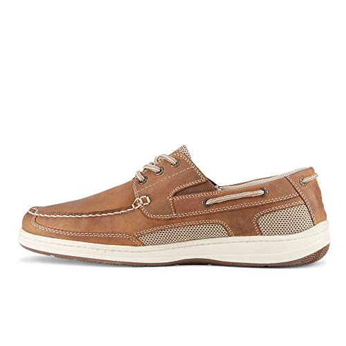 Dockers Mens Beacon Leather Boat Shoe - Dark Tan, Water-Resistant, Stain Defender