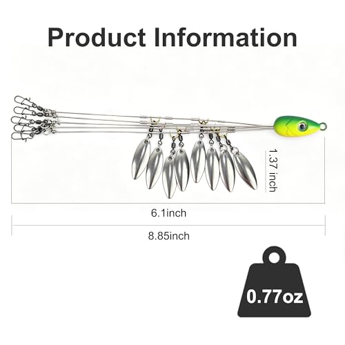 2 Pack Fishing Umbrella Rigs with 10 Swimbaits - Saltwater & Freshwater Tackle