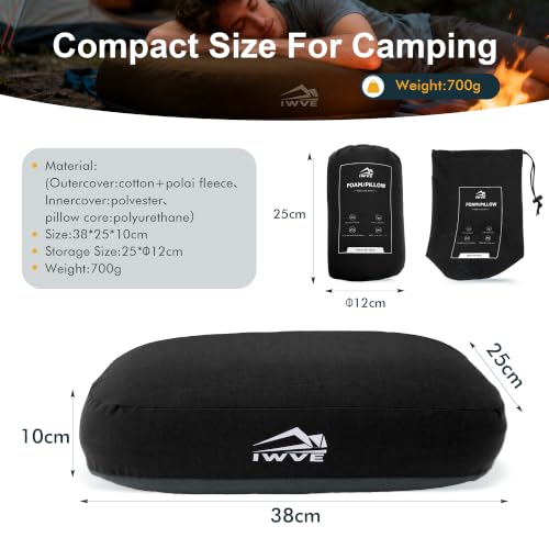 Black Memory Foam Travel Pillow - Ergonomic Neck & Lumbar Support for Camping & Backpacking