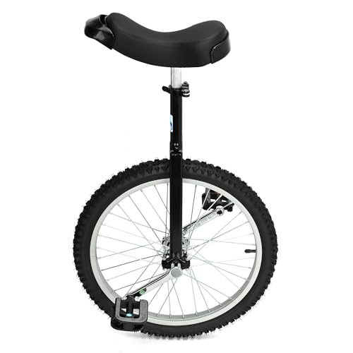 20-Inch Unicycle for Kids & Adults, Adjustable & Durable Black Bike