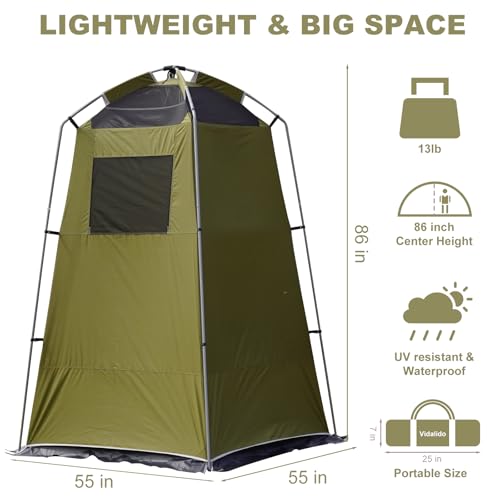 Vidalido Outdoor Camping Shower Tent - Army Green Privacy Shelter with Floor, Waterproof, Portable Changing Room