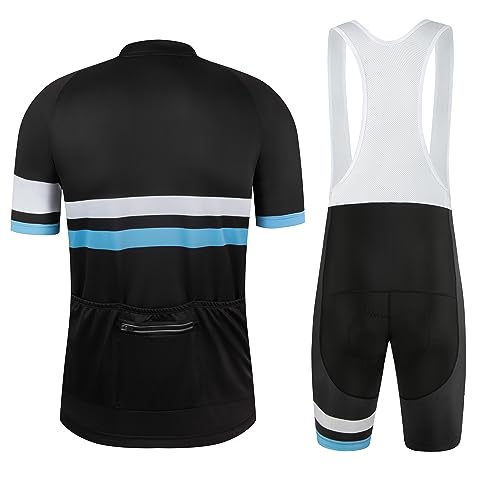 Cycling Jersey Set Men's Road Bike Jersey & Bib Shorts - Medium Black Blue