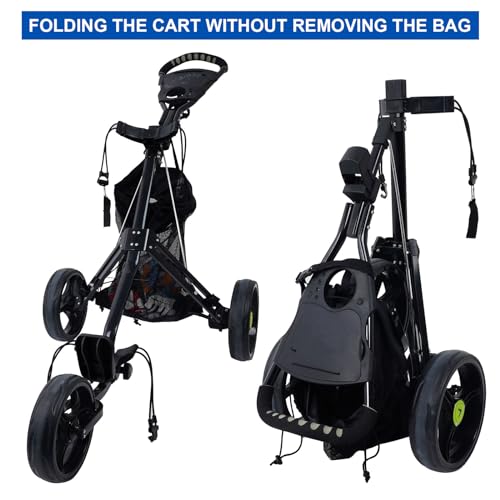 Golf Push Cart Storage Bag - Large Capacity Backside Organizer with Mesh Net