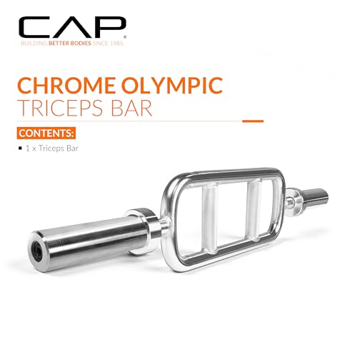 Olympic Triceps Bar 34 Inch Chrome Weightlifting Barbell for Strength Training