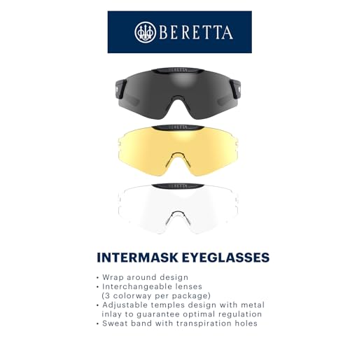 Beretta Intermask Shooting Eyeglasses Fume & Neutral & Yellow - Protective Interchangeable Lenses