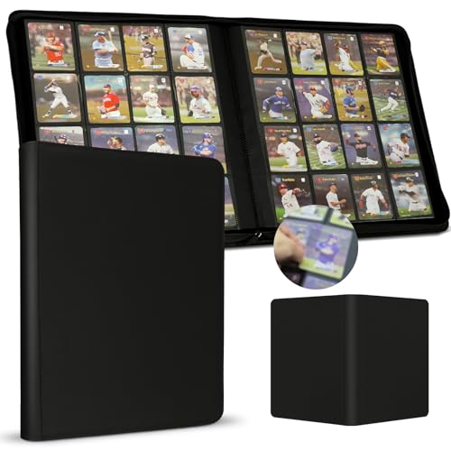 Black 4-Pocket Card Binder for 1024 Trading Cards - Side Loading Album with PU Cover