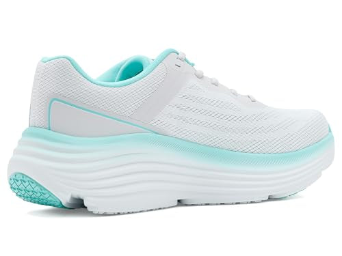 Max Cushioning Women's Sneakers - White Aqua, Size 6.5, Breathable Mesh