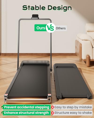 TREAFLOW Silver Walking Pad Treadmill with Incline & Handle Bar, Compact Home Exercise Equipment