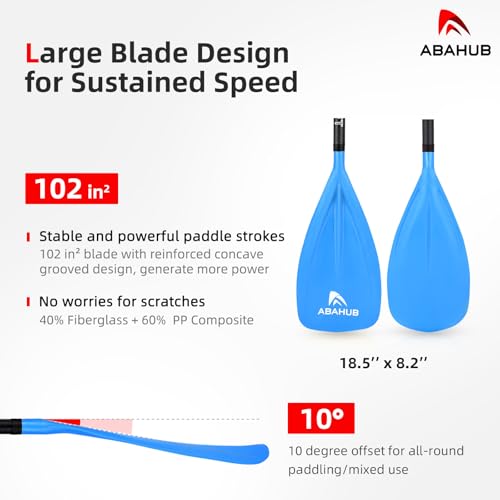 Abahub Blue Carbon Fiber SUP Paddle 3-Piece Adjustable 67-86" with Carry Bag