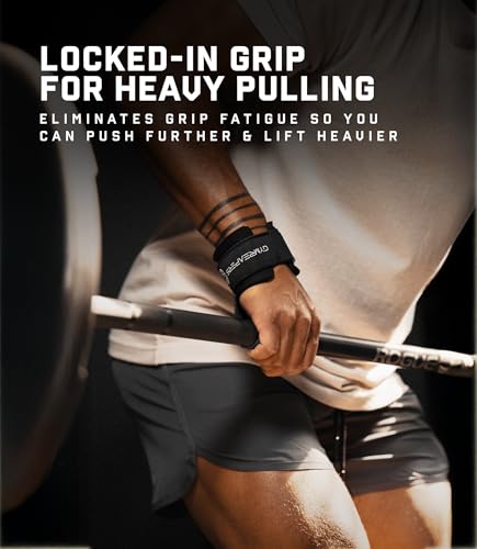 Black Gymreapers Weight Lifting Straps with Dowel - Wrist Support for Deadlifts