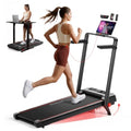 RHYTHM FUN Incline Walking Pad Treadmill with Handle Bar, 37.4" Belt, Black Red