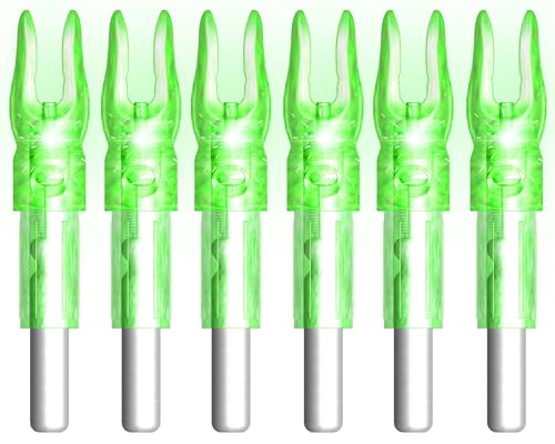 Green Lighted Arrow Nocks for 6.2mm/0.204in Arrows with LED, Includes Screwdriver