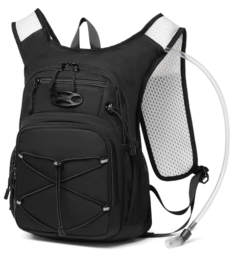 Lightweight Hydration Backpack with 2L Water Bladder for Cycling Hiking - Black
