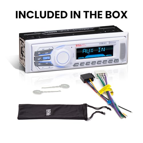 White Marine Receiver Mechless Bluetooth USB MP3 Aux-In - Weatherproof