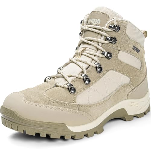 Women’s Waterproof Hiking Boots - Ankle Support, Breathable, Non-Slip, Durable, Size 7.5 Sand