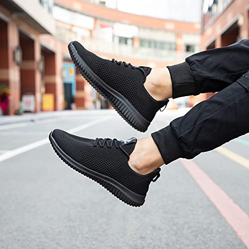 Men's Lightweight Breathable Running Shoes with Non-Slip Sole - Allblack015 10.5