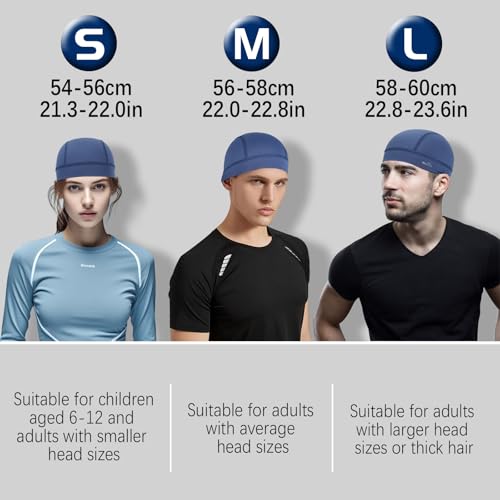 GXCROR 3 Pack Cooling Skull Cap for Cycling and Motorcycle - Medium / Black Grey Blue