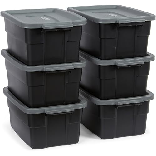 Rubbermaid 3 Gallon Heavy Duty Storage Totes 6 Pack with Snap Lids & Handles