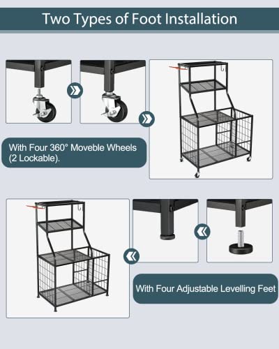 Black Mesh Gym Storage Rack for Dumbbells & Yoga Mats - Home Workout Organizer