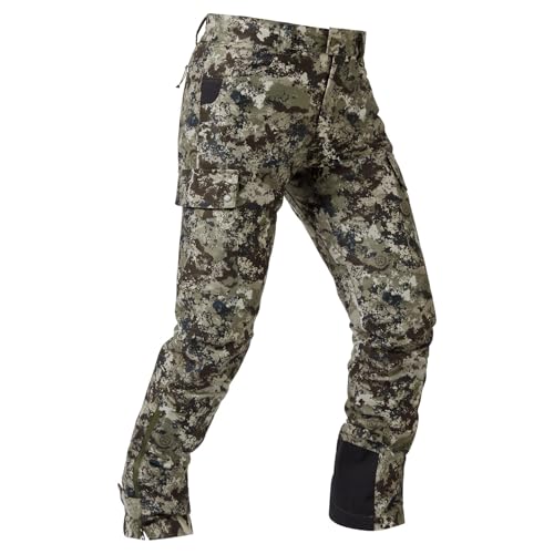 Men's Waterproof Breathable Hunting Pants with Silent Outer Fabric - Grunge Camo 32W x 30L