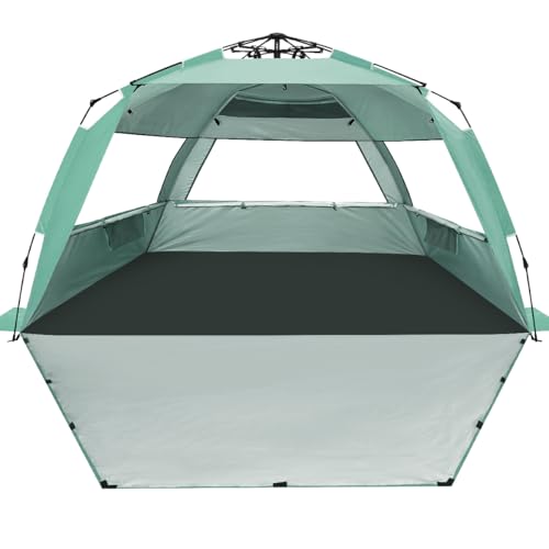 Mint Green Deluxe Pop Up Beach Tent Sun Shade Shelter for 3-4/5-6 People UV Protection