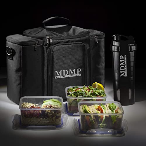 Insulated Meal Prep Lunch Bag Set with 3 Food Containers & Shaker