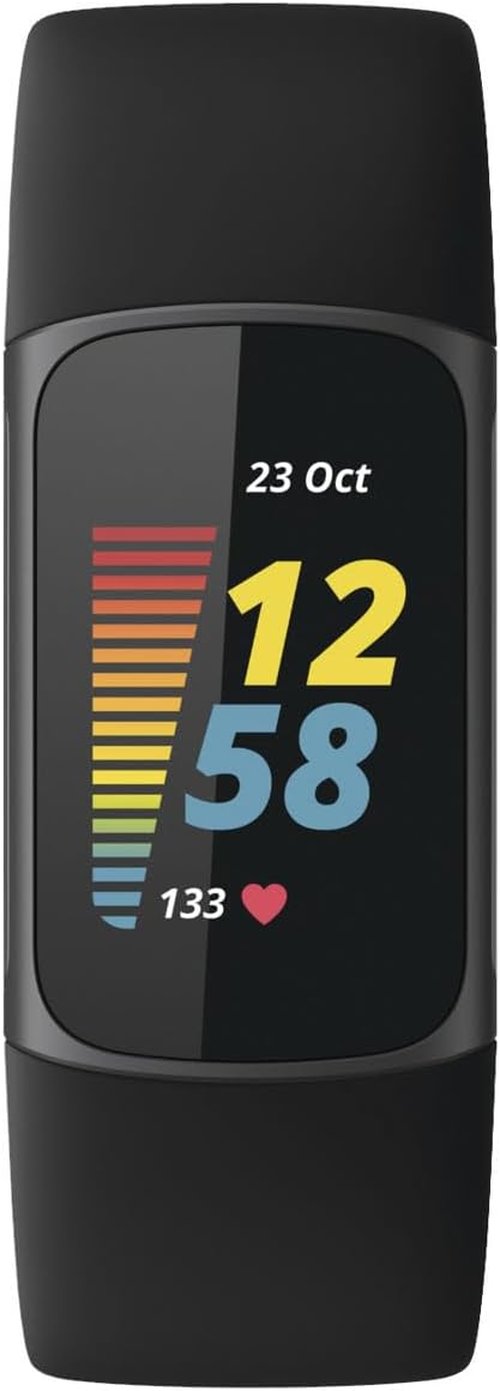 Fitbit Charge 5 Fitness Tracker - Built-In GPS, Stress Management & Sleep Tracking | Black/Graphite, One Size (S & L Bands Included)