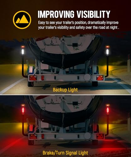 Boat Trailer Guide Light Set 2pcs Waterproof LED Turn Signal Brake Reverse