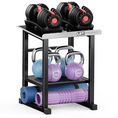 LBT Silver Adjustable Dumbbell Stand 600LB Capacity Home Gym Rack