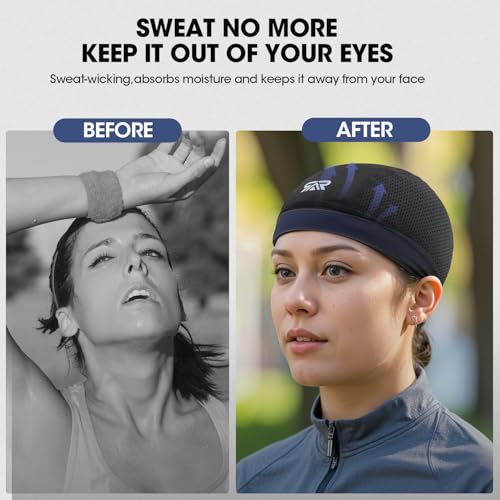 Breathable Skull Cap Mesh Helmet Liner for Men Women - Black+Black