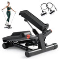 Black Matte Sunny Health & Fitness Twist Stair Stepper with Resistance Bands