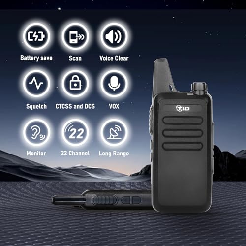 2 Pack Long Range Walkie Talkies with Rechargeable Batteries and Hands-Free - Rugged Two-Way Radios for Adults, School, Church