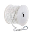 Seachoice 1/2 Inch x 200 Ft White Nylon Anchor Line Rope - 3-Strand Twisted, Galvanized Steel Thimble