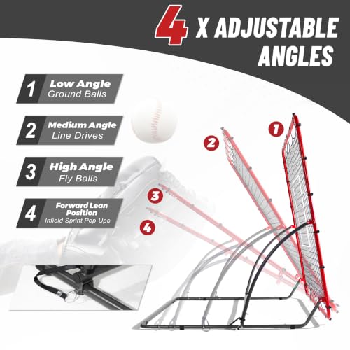 Red Heavy Duty Baseball Rebounder Net Pitchback 4x4.5 FT - Weather-Resistant Training Aid
