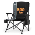Oversized Folding Camping Chair with High Back and 500lbs Capacity — Black