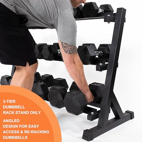 37 Inch 3-Tier Dumbbell Rack Adjustable Weight Storage Organizer for Home Gym