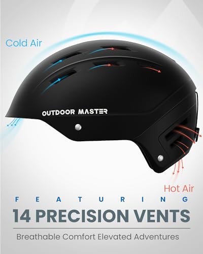 OutdoorMaster Kelvin II Ski Helmet with Bluetooth Headset - Matte Black, Large (58-62cm)