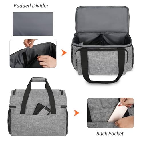 Double Bowling Ball Carrier Bag with Padded Holder & Shoe Compartment - Grey
