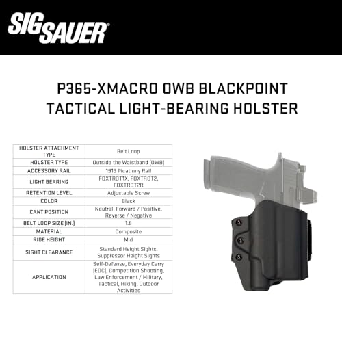 Sig Sauer P365-XMACRO OWB Holster Right Hand BlackPoint Tactical Light-Bearing