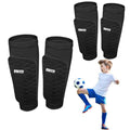 Kids and Adult Soccer Shin Guards with Calf Support Black X-Small - Lightweight Nylon with EVA Honeycomb Padding