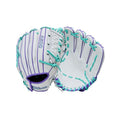 Fastpitch Softball Gloves 11.75 Inch Infield/Pitcher Right Hand Throw White Purple Seafoam