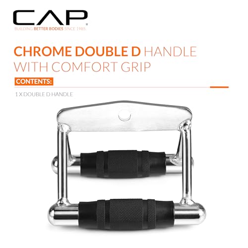 Black Double D Handle with Rubber Grips for Cable Machine Attachments