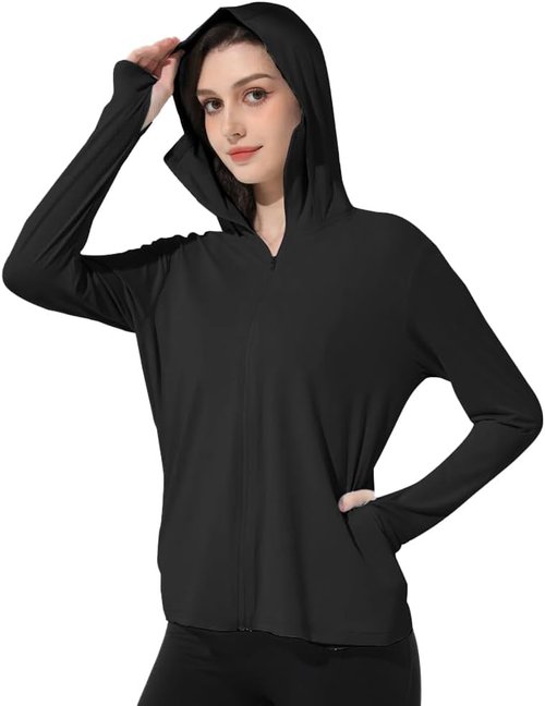 Mingyuezai Women's Lightweight Hooded Sun Protection Jacket - UPF 50+ Long Sleeve for Outdoor Hiking