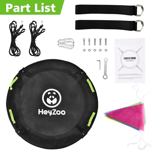 HeyZoo 60 Inch Large Saucer Tree Swing for Family, Black