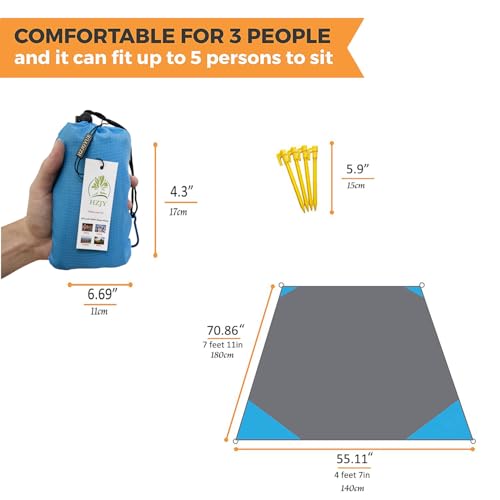 Pocket Picnic Blanket Sky Blue Compact Waterproof Sandproof Outdoor Mat
